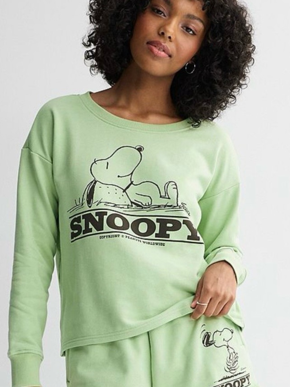 Snoopy Graphic Sweatshirt in Light Green
